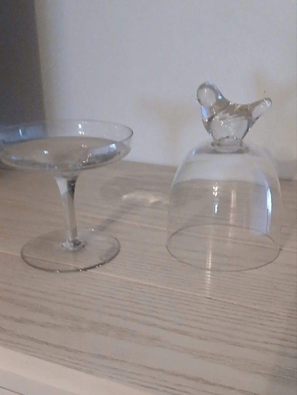Clear Glass Cloche Dessert Stand with Bird Finial - Home Dining